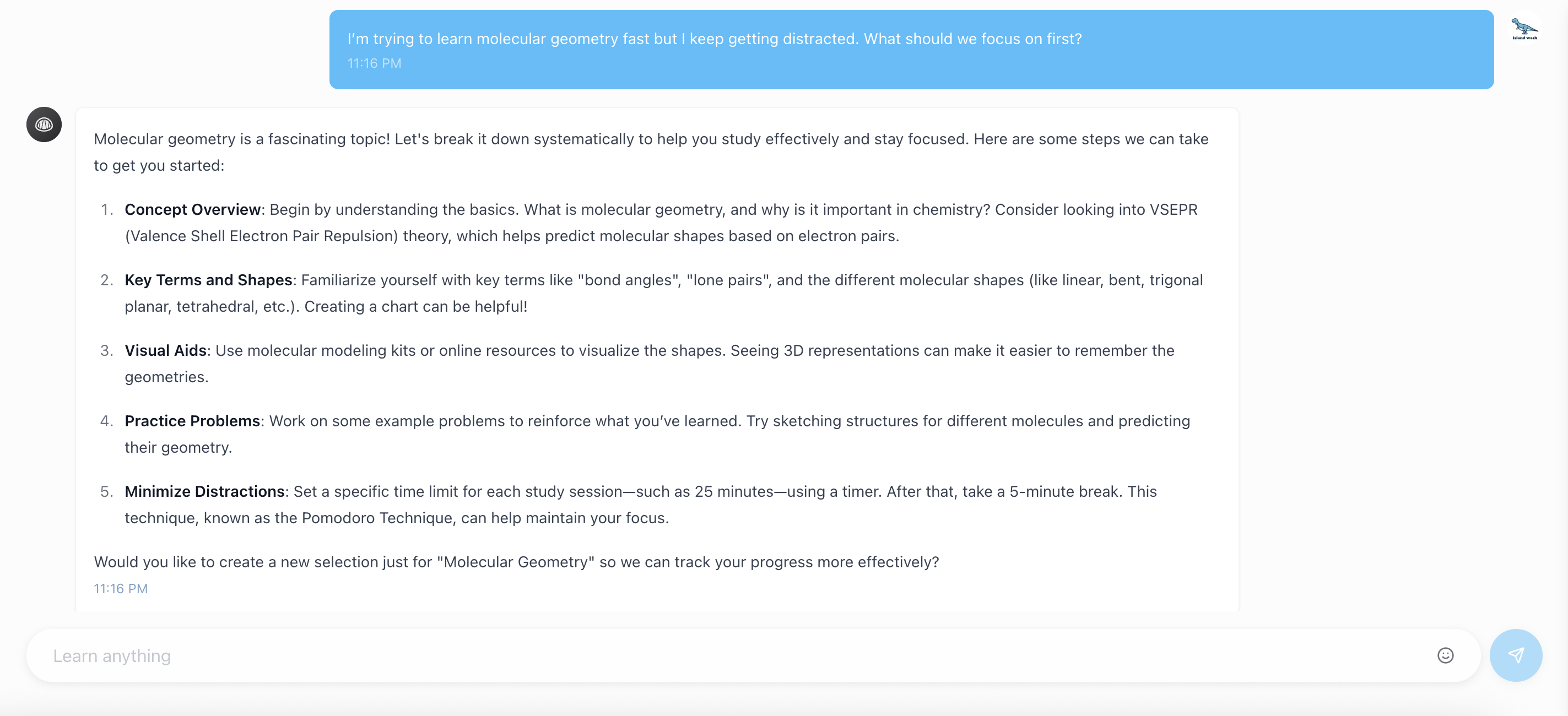 EdgeAI chat interface