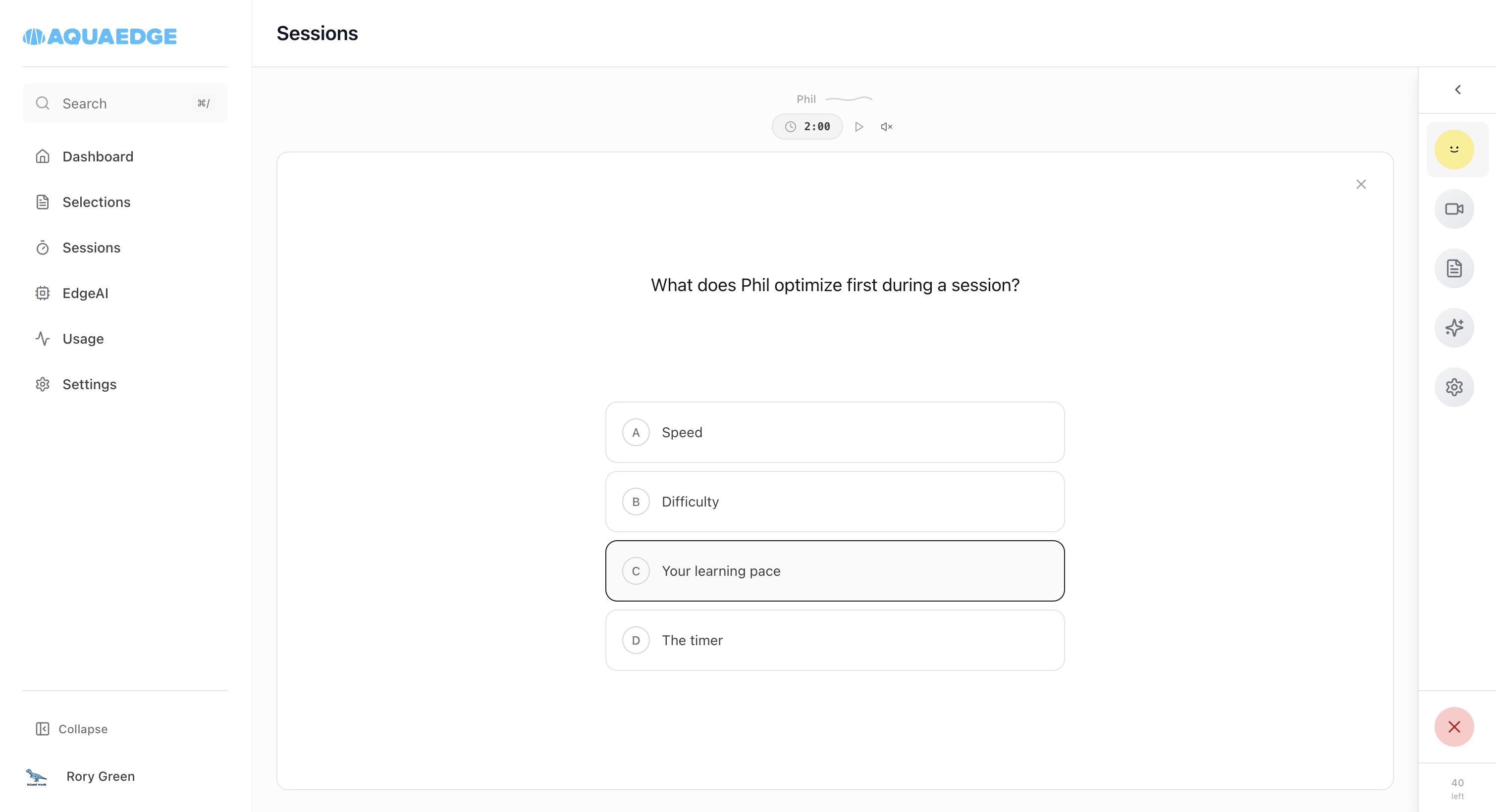 AquaEdge session with Phil AI tutor